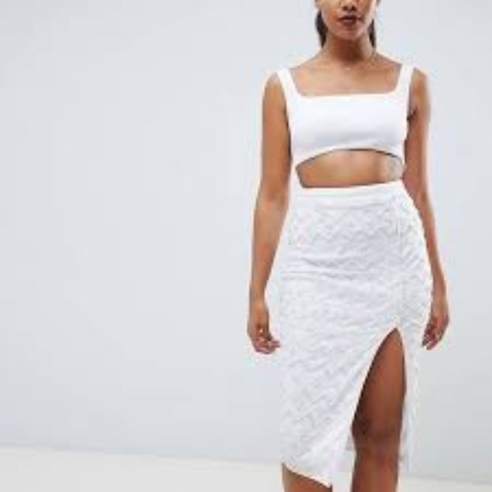ASOS DESIGN Square Neck Embellished Sequin Midi Dress